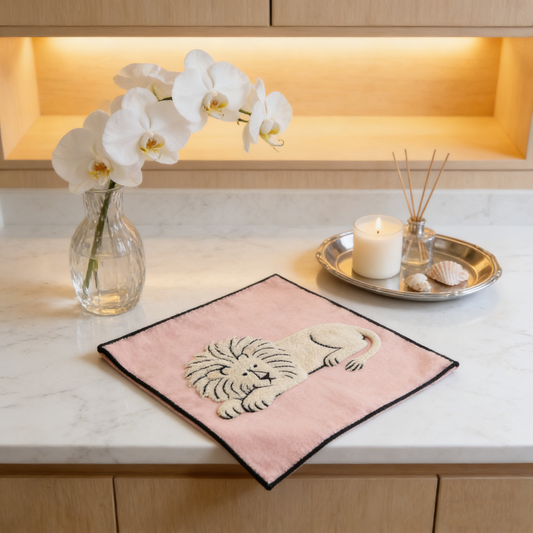Lion Hand Towel - Cream