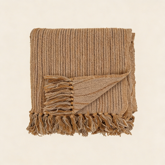 Recycled Cotton Throw - Brown