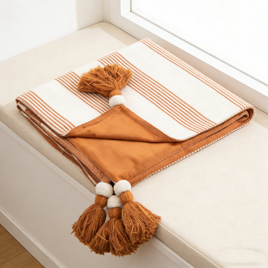 Recycled Cotton Graphic Throw - Brown